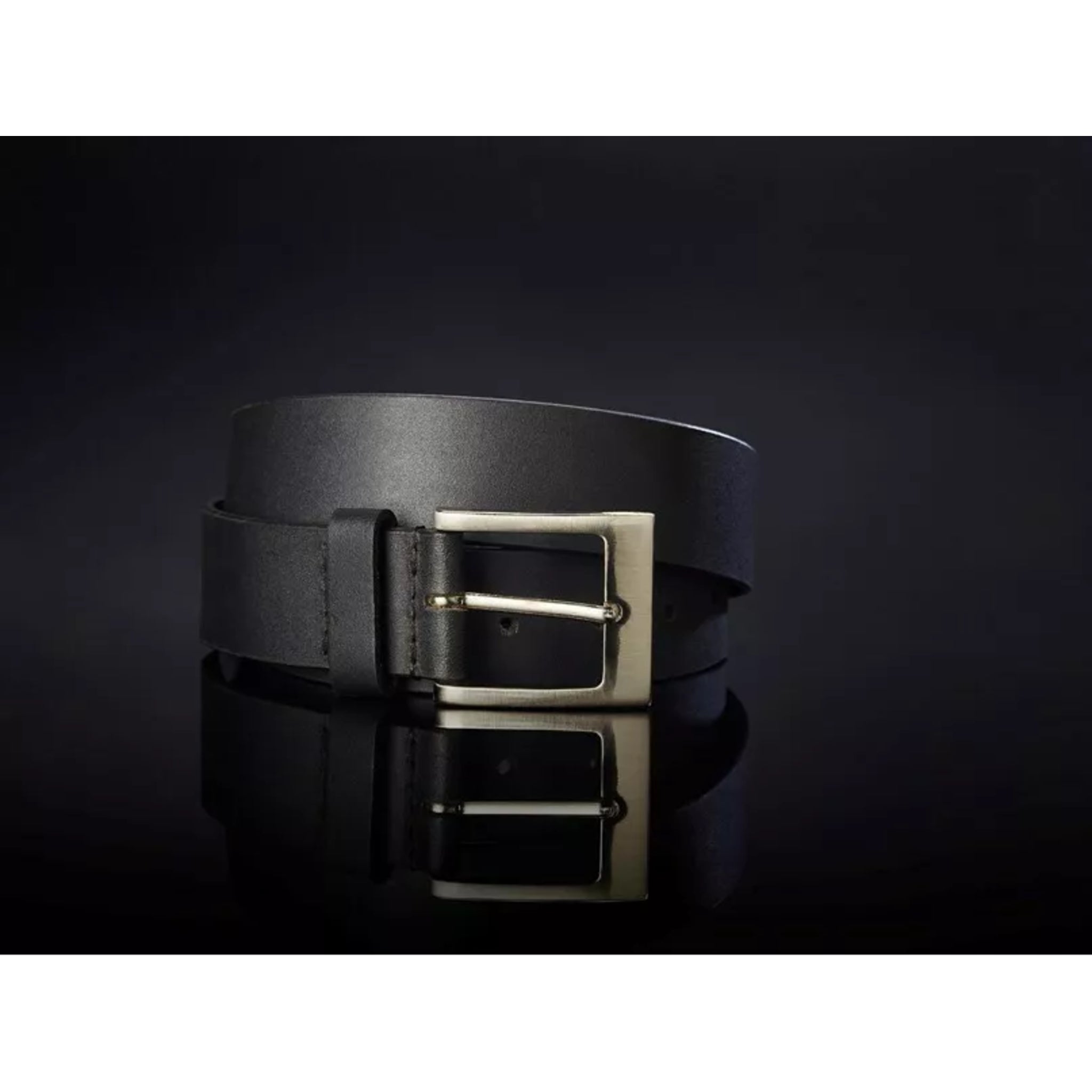 Men's Nicky Adams genuine full grain leather belt in black with silver buckle